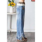 Oil & Hali : Bestseller WASHED DOUBLED WAIST WITH FRAYED HEM JEANS
