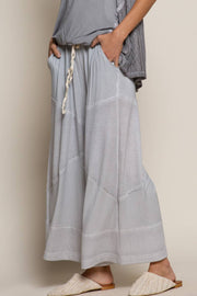 “The Cassie” Contrast ribbed elastic waist casual knit culottes pants