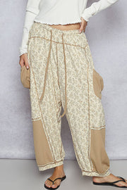 POL “The Corrina” Oversized floral pattern printed knit pants