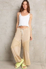 “The Cassie” Contrast ribbed elastic waist casual knit culottes pants