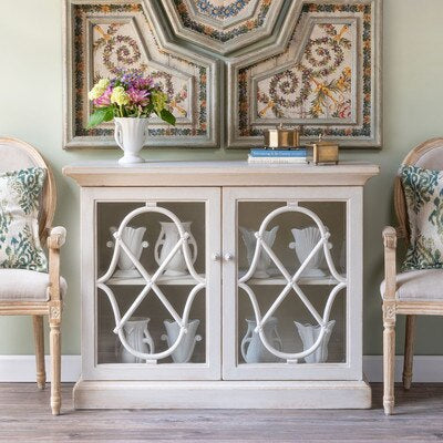 Adeline Wood Console with Glass Doors