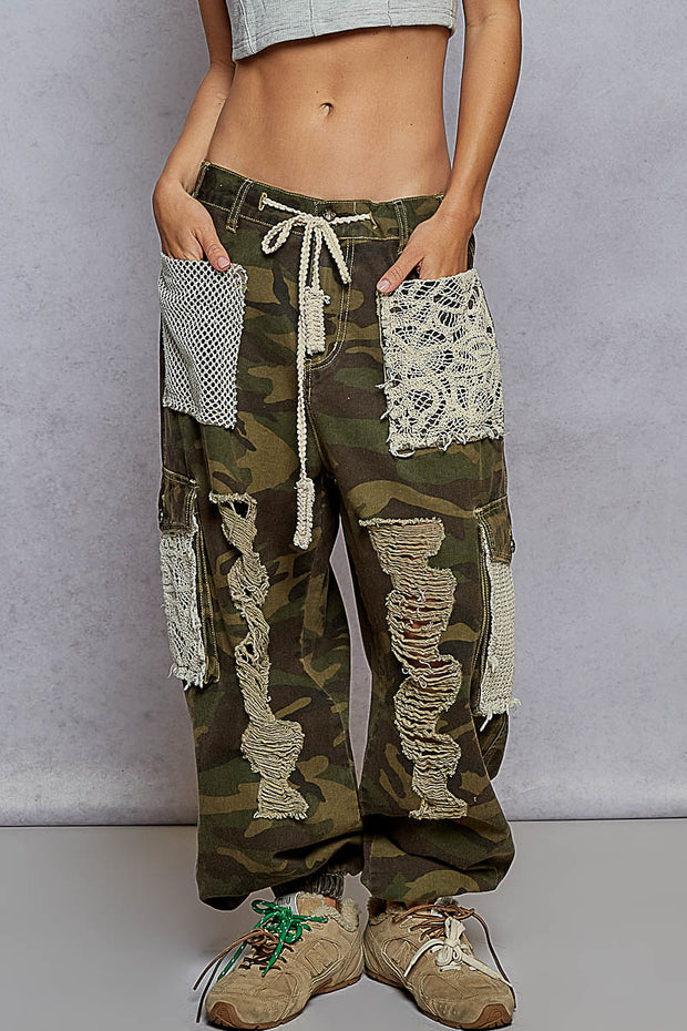 Camouflage Cargo Crochet Pocket Jogger Pant