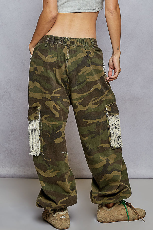 Camouflage Cargo Crochet Pocket Jogger Pant