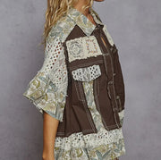 “The Bellamy” Vanity Short Sleeve Vintage Lace Patchwork Shacket