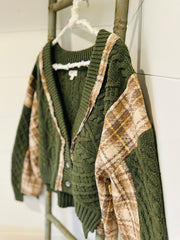 The Janie: A POL emerald green plaid cardigan