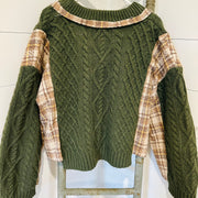 The Janie: A POL emerald green plaid cardigan
