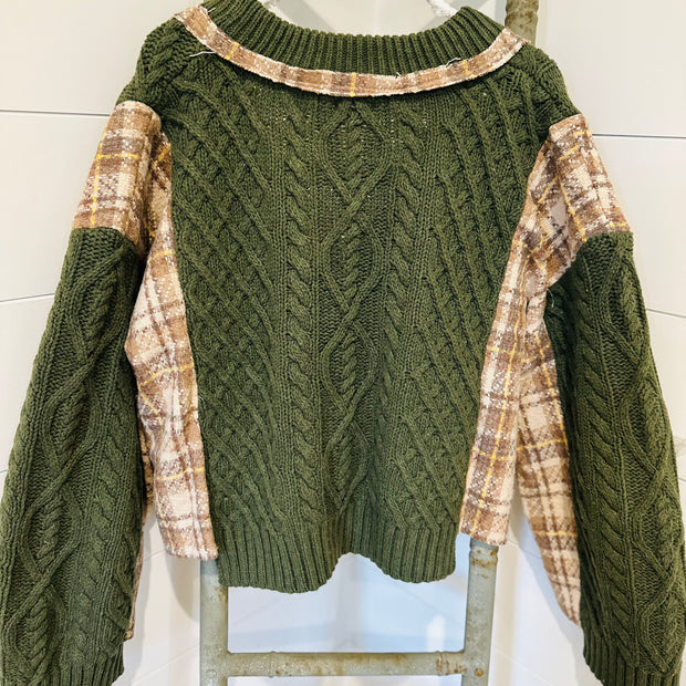 The Janie: A POL emerald green plaid cardigan