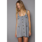 POL “The Corian”Square neck A-line back zipper mini dress