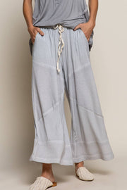 POL “THE DOVER” Contrast ribbed elastic waist casual knit culotte pants
