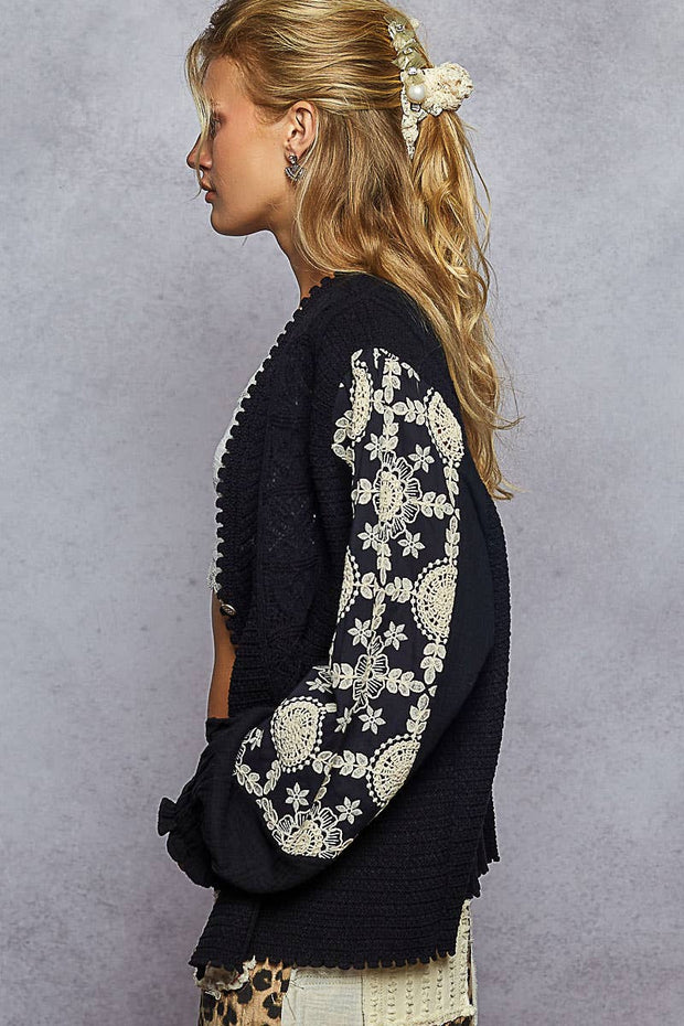 “THE ELIZA” V neck solid pattern fabric mixes sweater cardigan