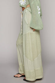 “The Cassie” Contrast ribbed elastic waist casual knit culottes pants
