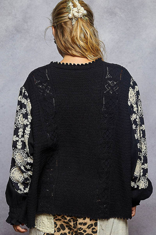 “THE ELIZA” V neck solid pattern fabric mixes sweater cardigan