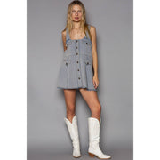 POL “The Corian”Square neck A-line back zipper mini dress
