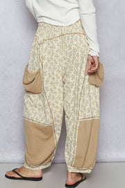 POL “The Corrina” Oversized floral pattern printed knit pants
