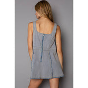 POL “The Corian”Square neck A-line back zipper mini dress