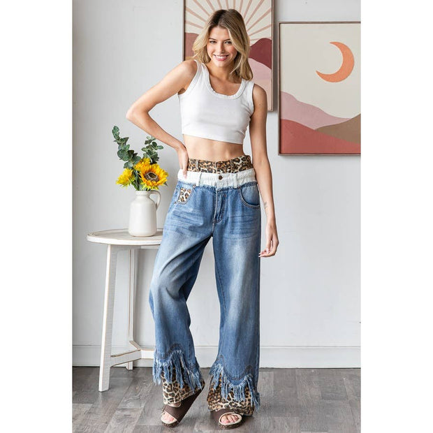Oil & Hali : Bestseller WASHED DOUBLED WAIST WITH FRAYED HEM JEANS