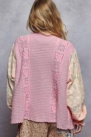 “THE ELIZA” V neck solid pattern fabric mixes sweater cardigan