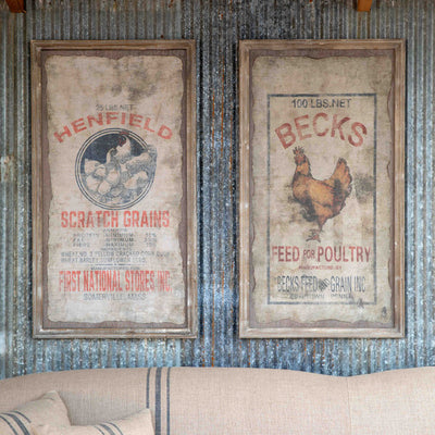 Framed Becks Poultry Seed/Henfield Signs, 2 Assorted Styles