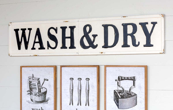 Embossed Metal Wash and Dry Sign